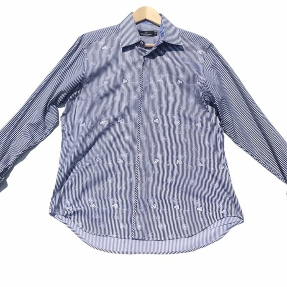 Bugatchi Uomo Button Front Striped Shirt